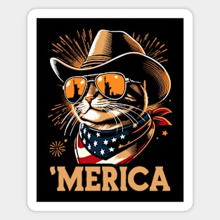 USA Flag Cat 4th of July Funny Patriotic Magnet